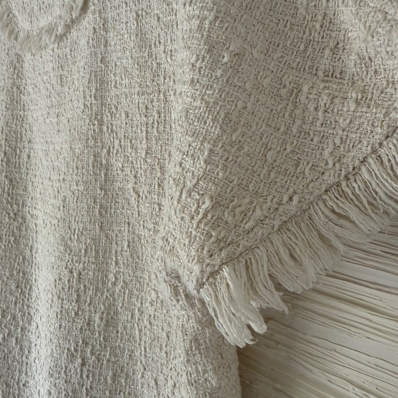 Zara | High-Fashion Tweed Fringe Blouse – Cream (XS-S) - Picture 5 of 7
